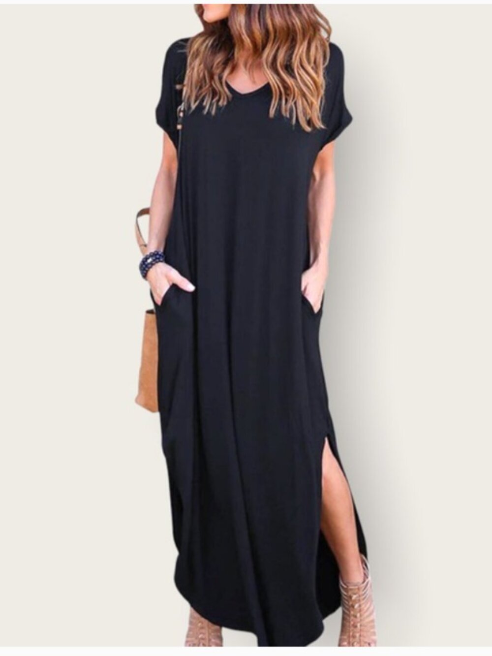 Husk Ary Black V-Neck Split  Maxi Dress Size S
